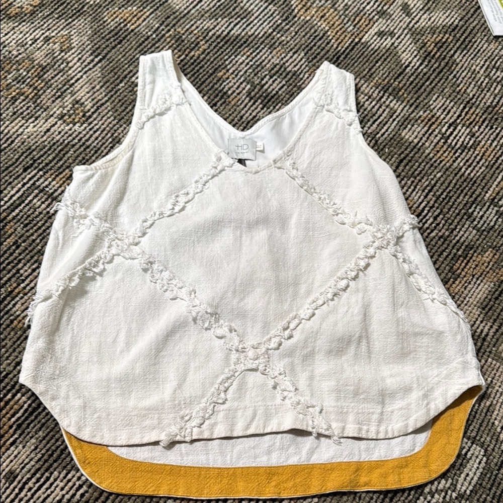 White and Yellow Women's Top